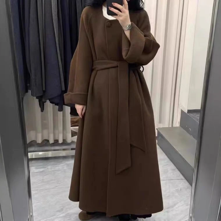 气质宽松高级感长款双面羊毛大衣过膝阔版韩系双面呢大衣羊绒毛呢