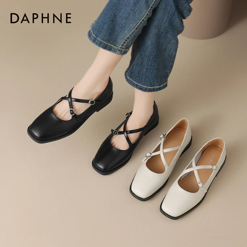 达芙妮法式单鞋女夏季2025新款低跟配裙子玛丽珍小皮鞋百搭平底鞋