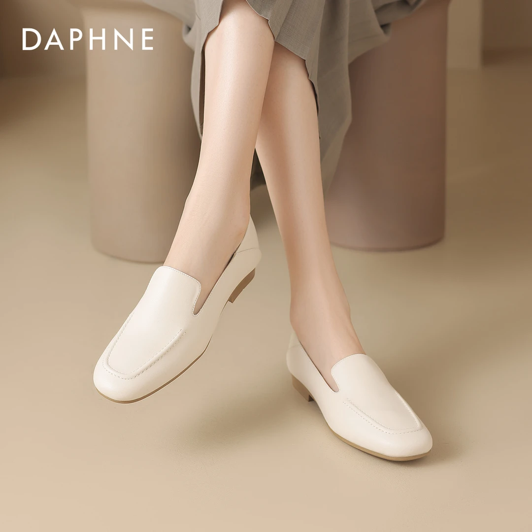 达芙妮真皮黑色乐福鞋女夏季2025新款英伦风小皮鞋平底单鞋女春秋