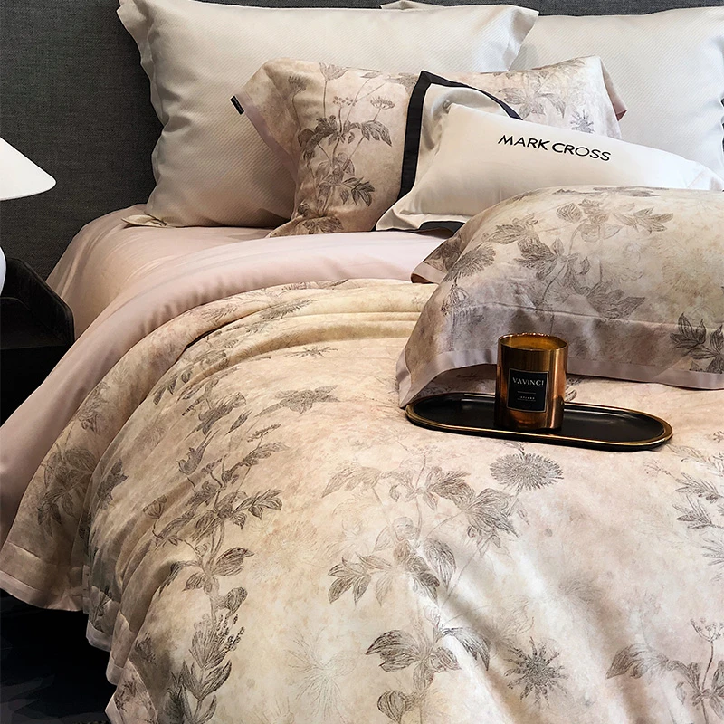 裸睡花卉天丝磨毛四件套加厚床单乔迁之喜被套保暖床上用品