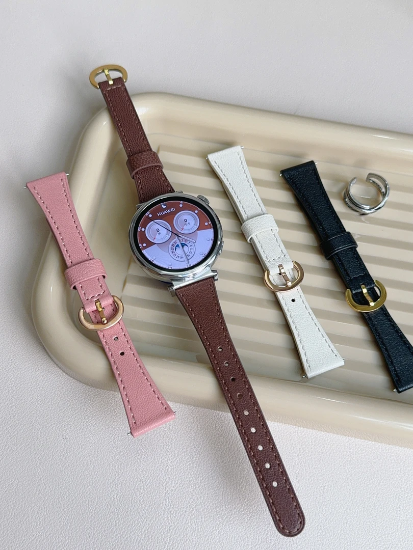 适用华为gt5手表羊皮马蹄扣gt4表带GT3pro华为fit3秋冬watch4pro