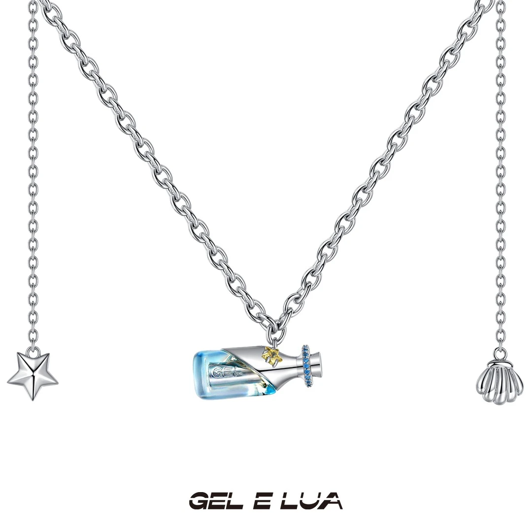 gel e lua/啫喱 不锈钢项链 原创设计幻想假期漂流瓶项链饰品个性
