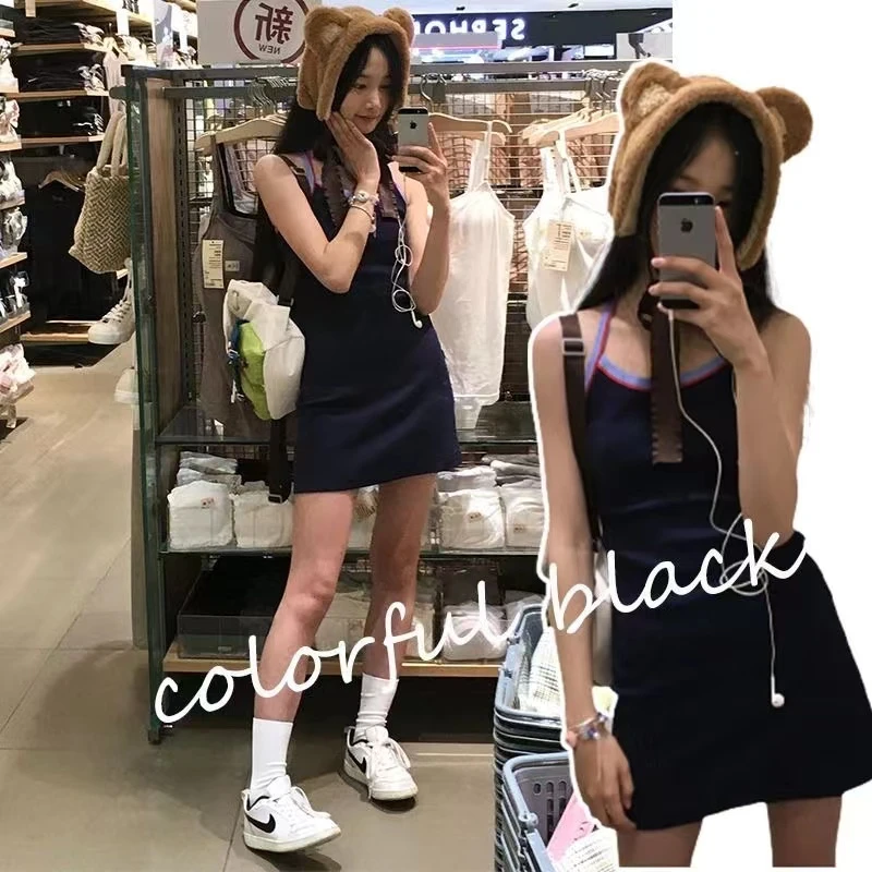 吊带背心裙学生连衣裙夏季别致修身显瘦弹力日系软妹甜辣系短裙子