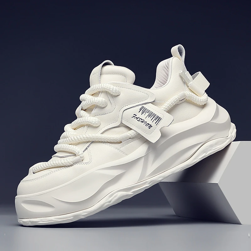 摩蓓男鞋秋季新款头层牛皮男士休闲百搭板鞋时尚潮流小白鞋运动鞋