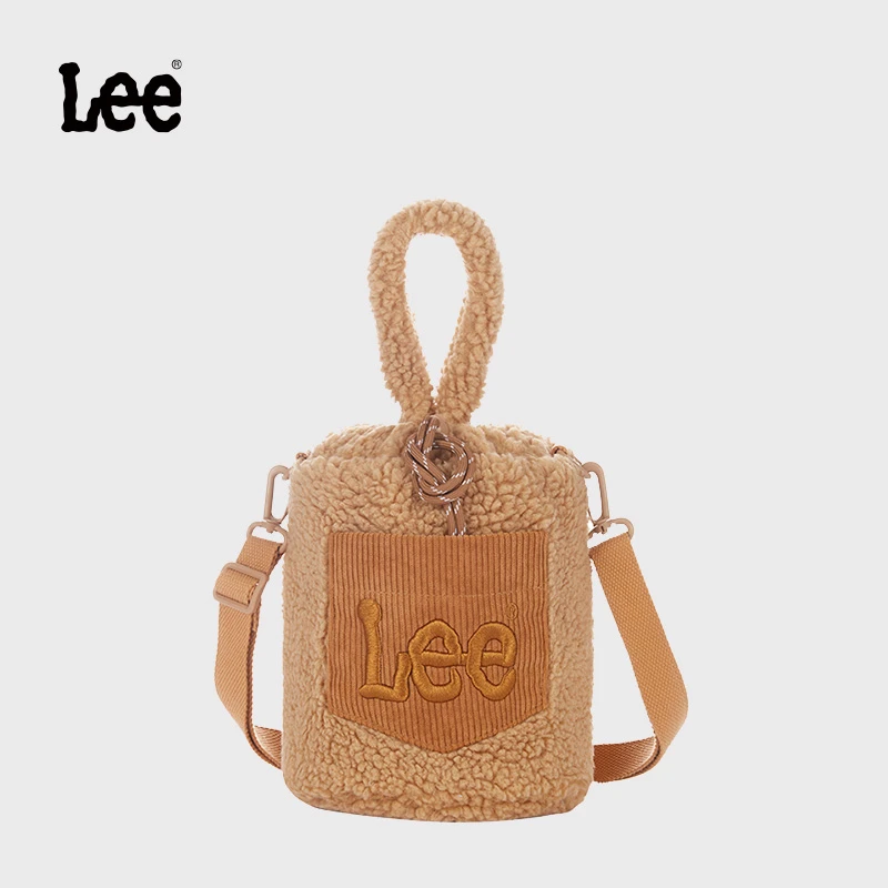 Lee可爱毛绒水桶包手机包时尚休闲百搭织物  LL