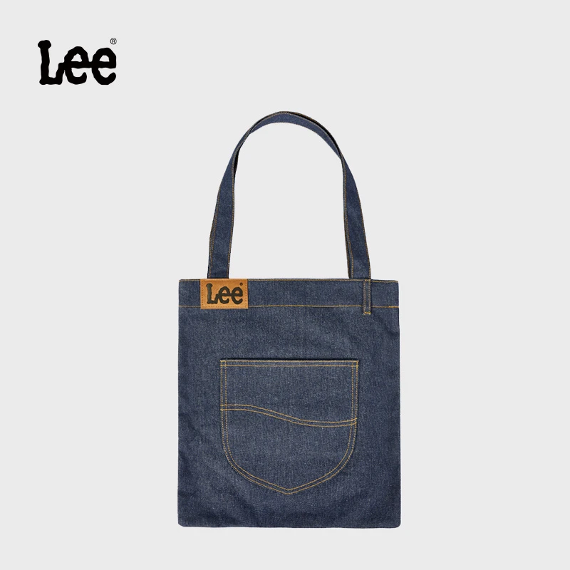 Lee经典牛仔帆布袋大容量男女同款简约百搭单肩手提休闲L