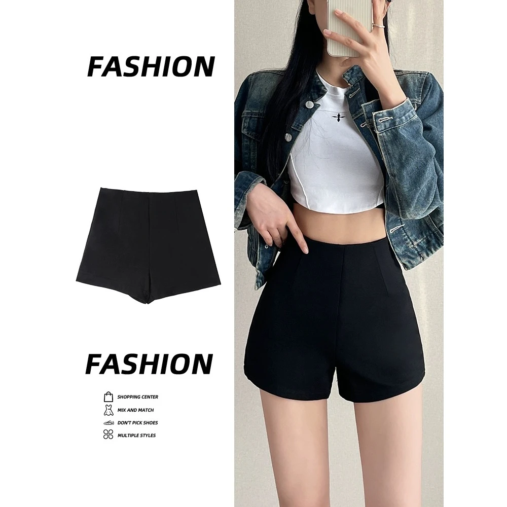 黑色短裤女2024新款夏季高腰紧身显瘦休闲西装外穿打底热裤安全裤
