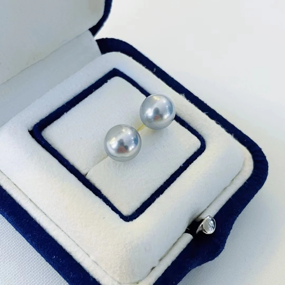 【罗伊伊推荐】海水真多麻耳钉 7-8mm 18K金  AE0118