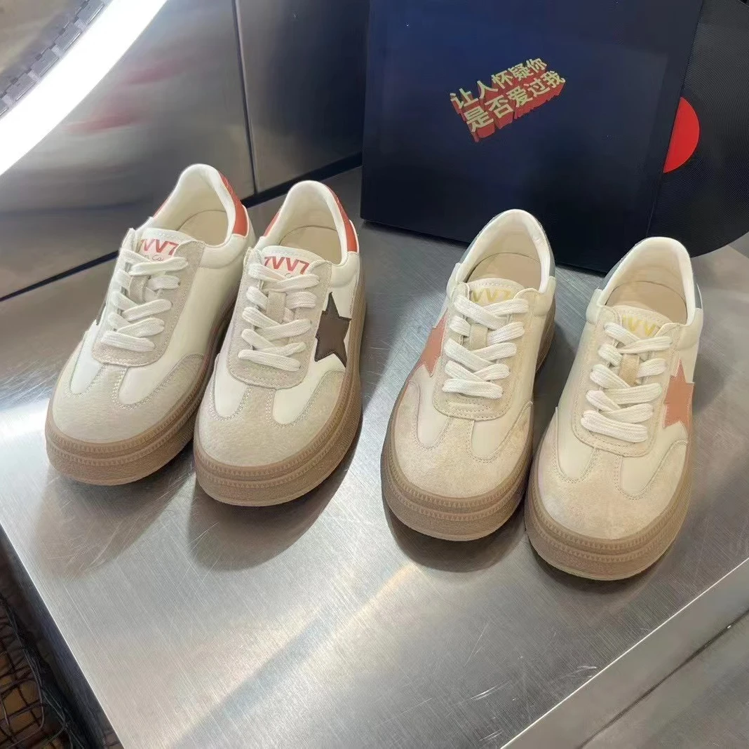 韩版透气可爱星星元素小白鞋板鞋百搭厚底单鞋运动鞋板鞋3-3328