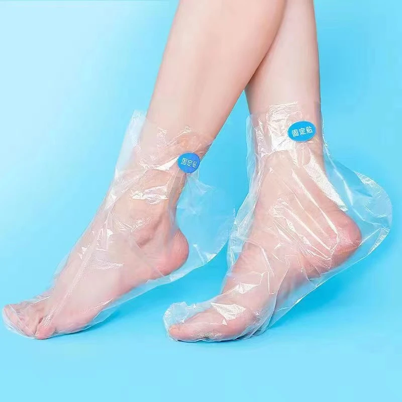 【100只装】一次性透明加厚足膜套手膜套 家用脚部手部手套脚套