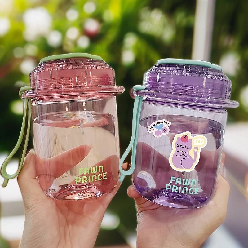 透明水杯2024新款女夏天高颜值创意杯子便携可爱随手杯耐高温塑料