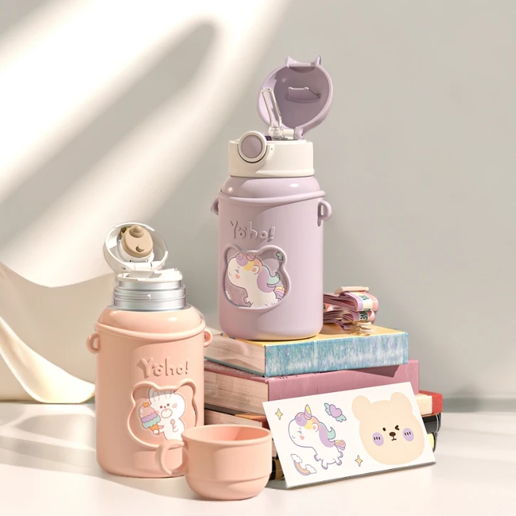 大容量三用保温杯316不锈钢正品保温水杯高颜值儿童卡通吸管杯子