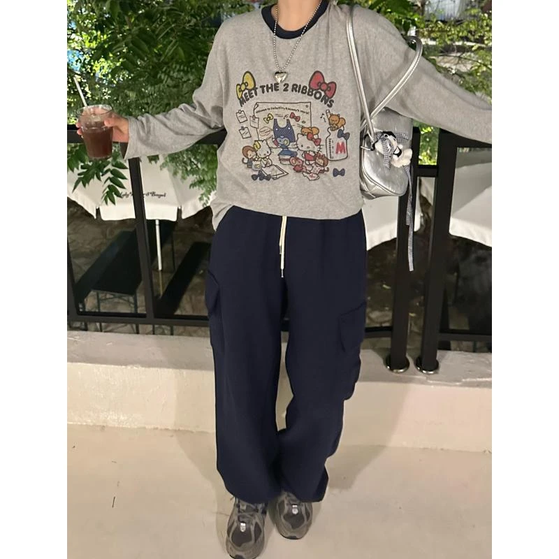 韩国2024东大门秋冬款上新工装卫裤