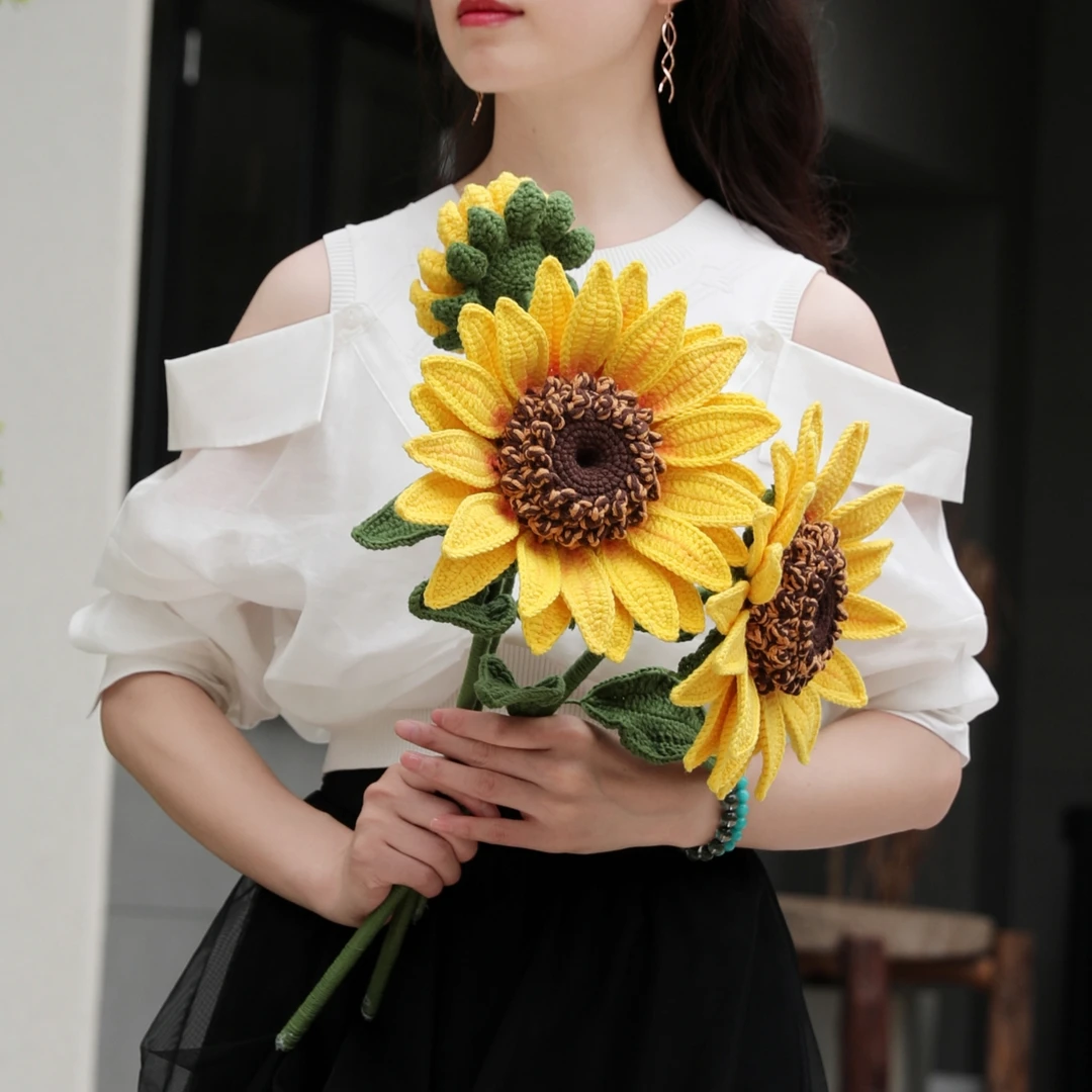 【非成品】新手适合钩织手工巨型向日葵花材料包送详细教程＋图解