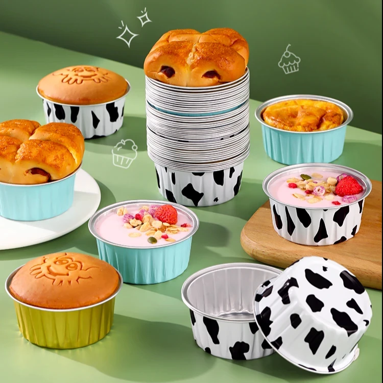 【拍一发30个装】空气炸锅专用锡纸碗烤箱蛋糕模具可重复使用布丁杯