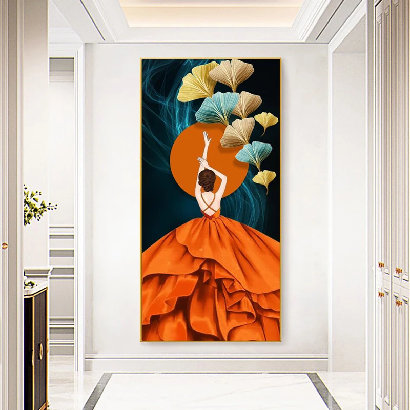【玄关画】入户玄关过道晶瓷挂画现代简约美女装饰画轻奢人物背影