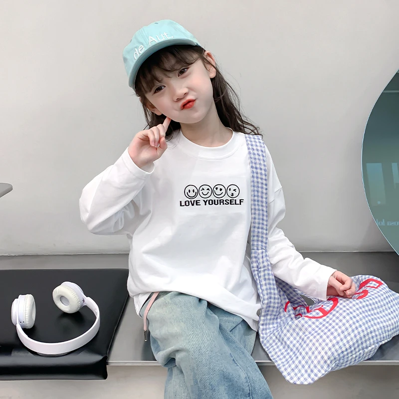 女童白色打底衫2025春秋新款儿童春季长袖T恤上衣薄DY177