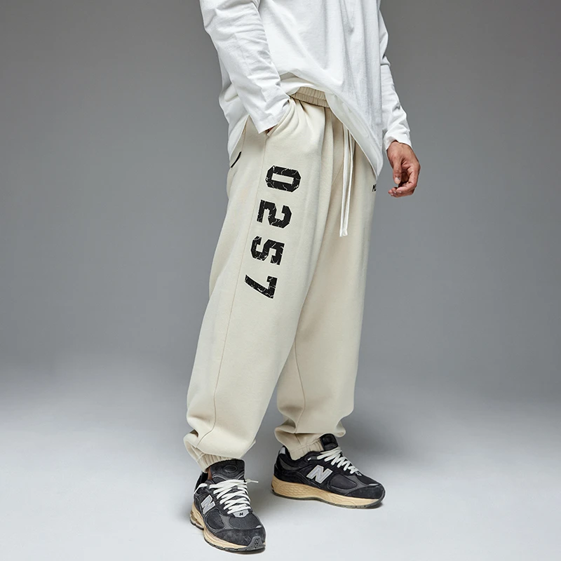 肌肉狗 运动长裤男 天使数字印花加绒保暖束脚休闲训练健身裤裤子