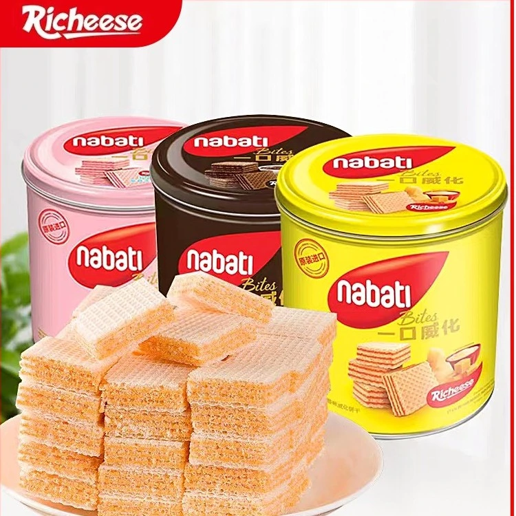 丽芝士威化饼干印尼进口纳宝帝奶酪味300g罐装休闲送礼桶装零食
