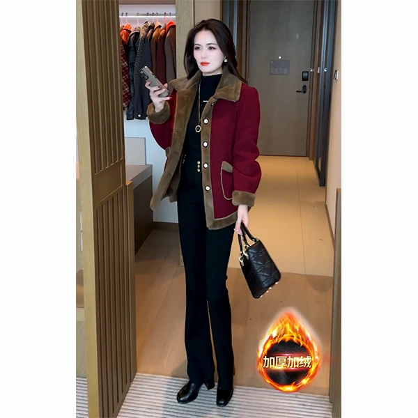 加绒加厚时尚毛呢外套女5380冬季新款洋气显瘦中长款保暖呢子大衣