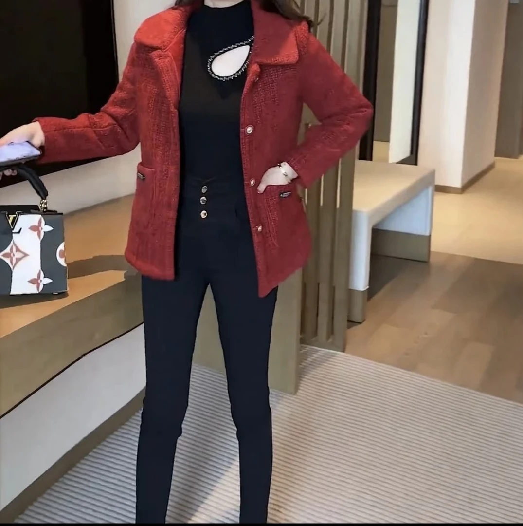 春秋时尚妈妈装外套显瘦气质百搭加绒加厚短外套