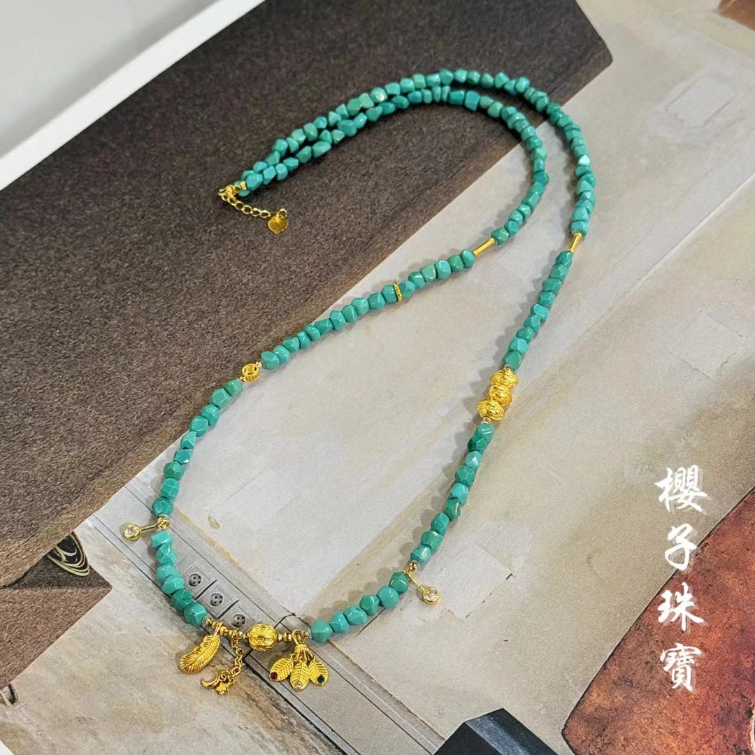 樱子 | 瑾风 随形原矿绿松石18K金时尚设计百搭精致项链*多样发一