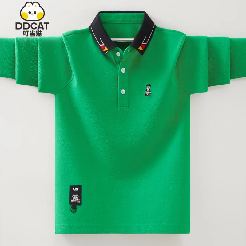叮当猫男童纯棉长袖t恤春秋新款中大儿童男孩帅气休闲polo打底衫8