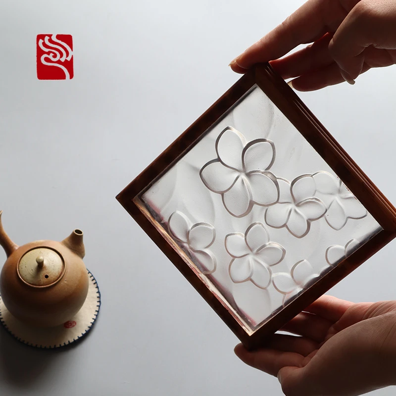 匠门琉璃《湘妃竹琉璃垫》茶具手工轻奢创意工艺品摆件家用办公茶房