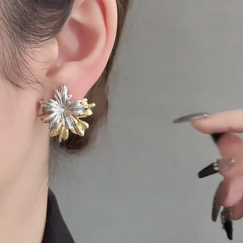 铜合金耳饰 网红拼色烟花耳环小众设计高级感耳钉2024新款爆款女