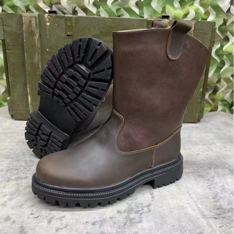 冬季防寒保暖棕色高筒男款户外皮毛一体雪地靴复古真皮男士8803
