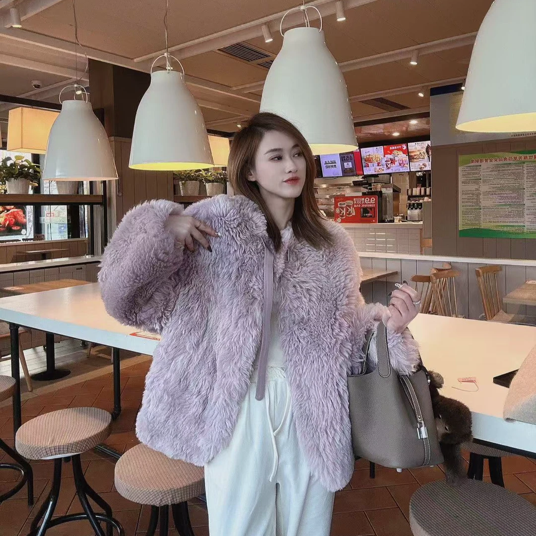 【L·K优选】托斯卡纳羊皮羊毛一体时尚冬季外套 25116