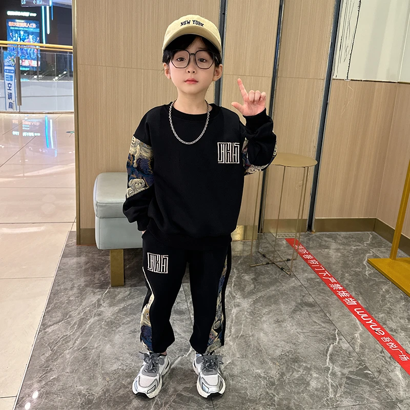 男童套装春秋季2025新款男孩宝宝洋气衣服儿童中小童时髦卫衣套潮