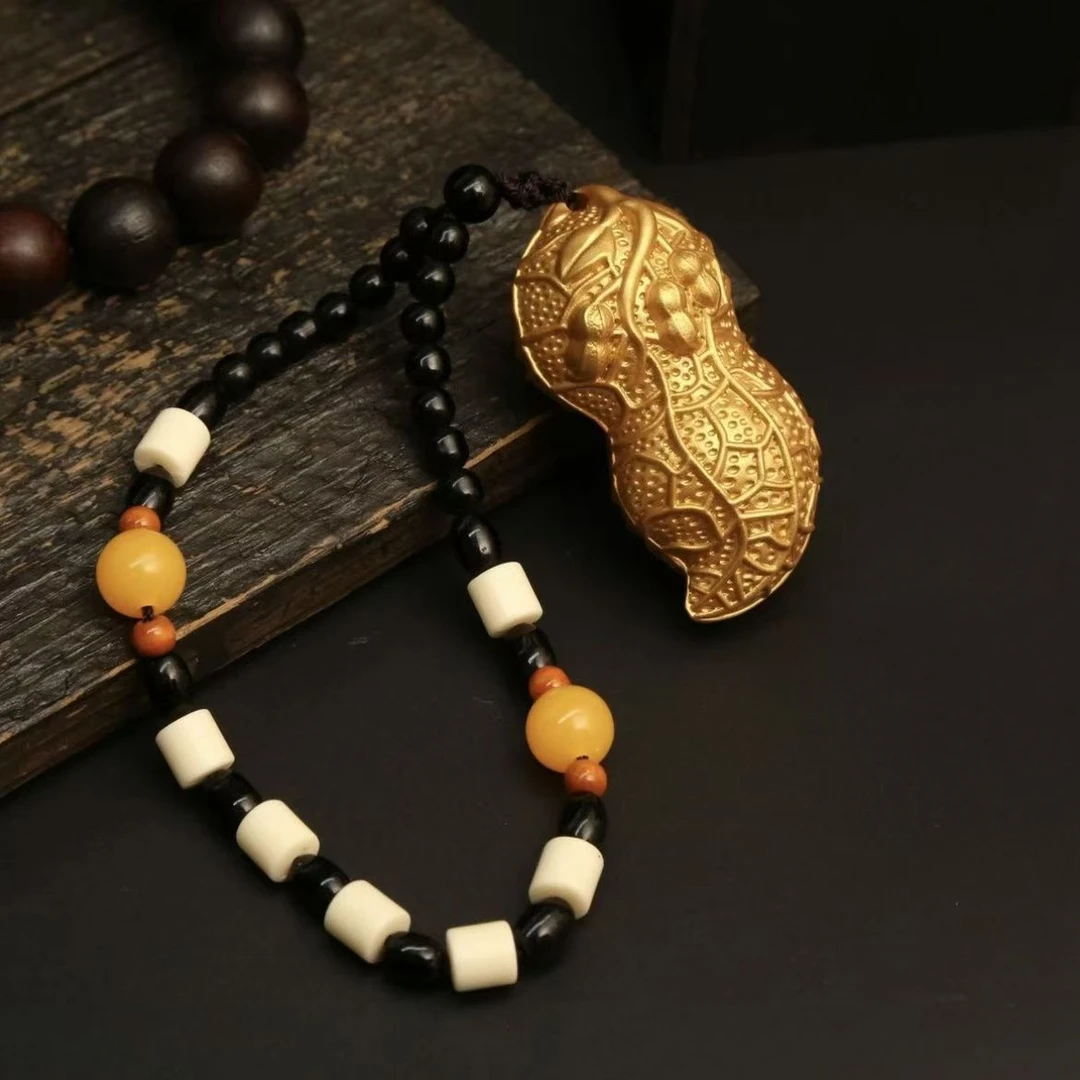 [铜大大]黄铜花生手把件复古实心手掌一样大好事花生黄铜摆件