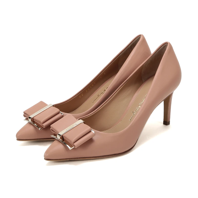 Ferragamo菲拉格慕 女士羊皮蝴蝶结高跟鞋 0705769