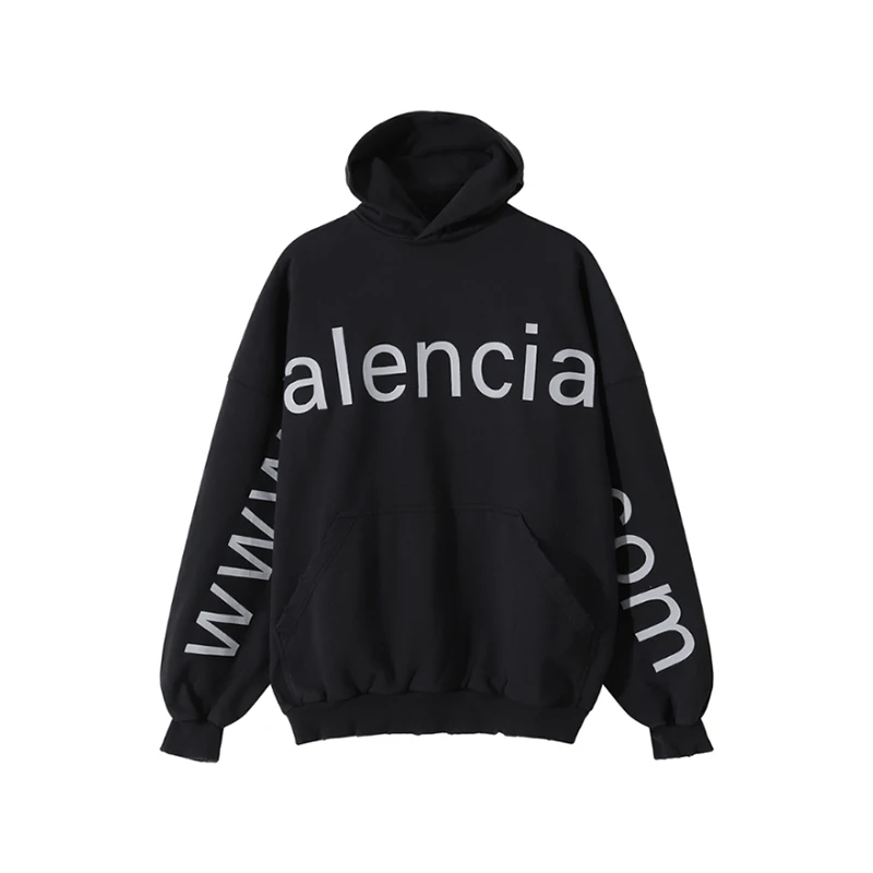 Balenciaga巴黎世家 男士LOGO刺绣宽松做旧破洞卫衣 739024 TOVN9