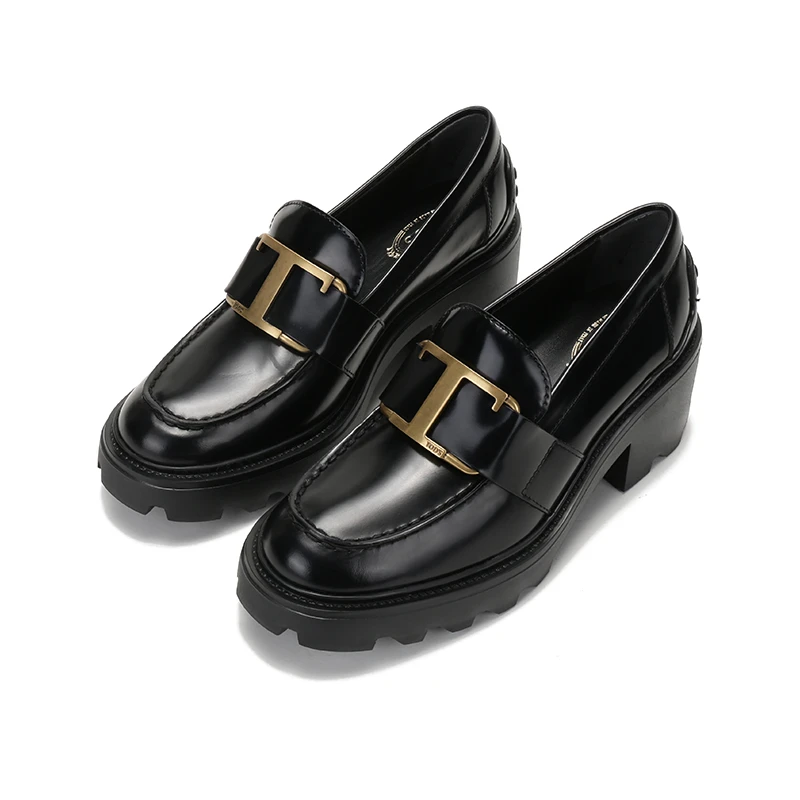 Tod'S托德斯 女士T形扣粗高跟厚底乐福鞋6cm XXW08D0EU50SHA