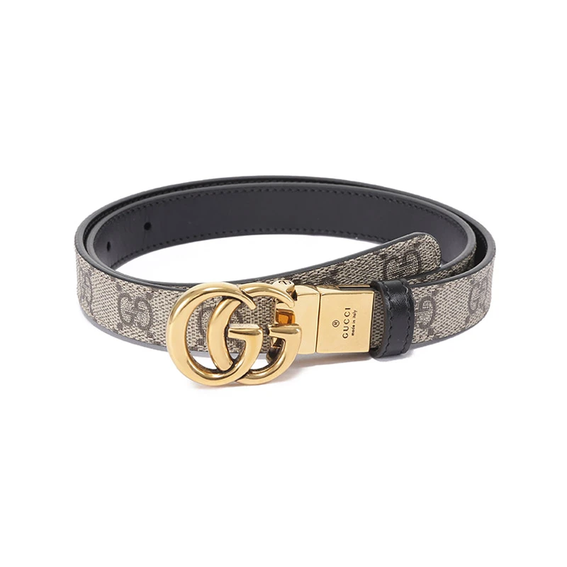 Gucci古驰 新品女士复古窄版不可裁剪双面腰带2cm 659418 92TIC