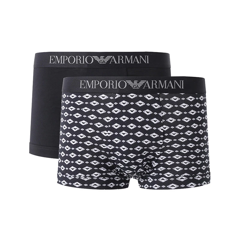 EA阿玛尼Armani 男士弹力合身松紧腰平角内裤两条装111210 4R504