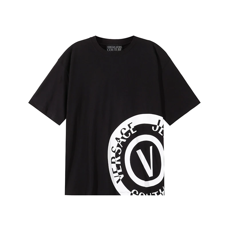 Versace范思哲 VJC 男士V字徽章胶印超宽松短袖T恤76GAHT05 CJ00T
