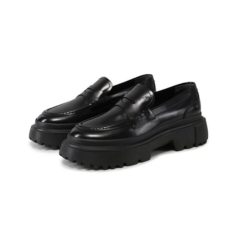 未使用 HOGAN 女士横条装饰厚底莫卡辛鞋乐福鞋HXW6290EP10RWW