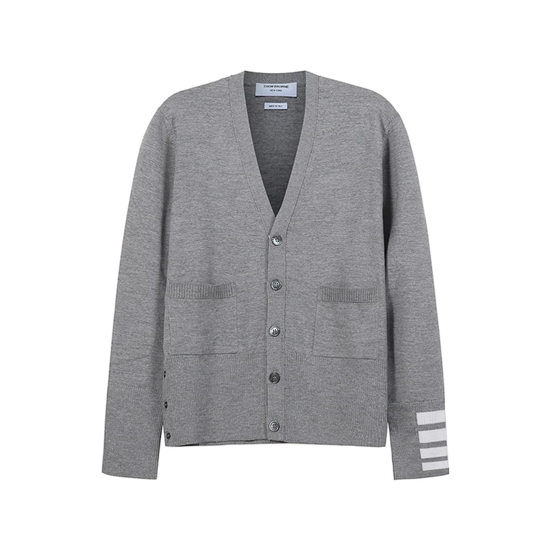 未使用 THOMBROWNE 男士针织开衫羊毛衫4条纹 MKC378A Y1002