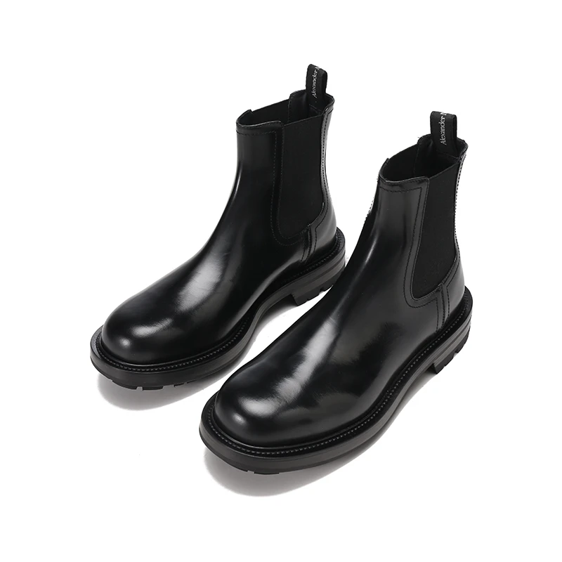 Alexander Mcqueen麦昆 男士皮革/织物靴子短靴黑色 683568 WHZ84