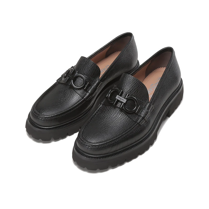Ferragamo菲拉格慕 男士纹理感乐福鞋莫卡辛鞋厚底皮鞋 0749460