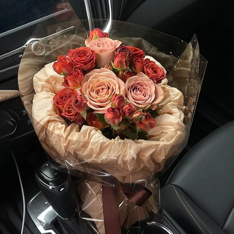 鲜花【焦糖拿铁】3朵卡布奇诺玫瑰花混搭2枝多头泡泡送女友送爱人鲜花