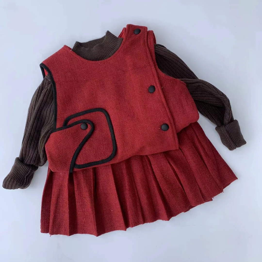 女童加厚秋冬三件套套装裙