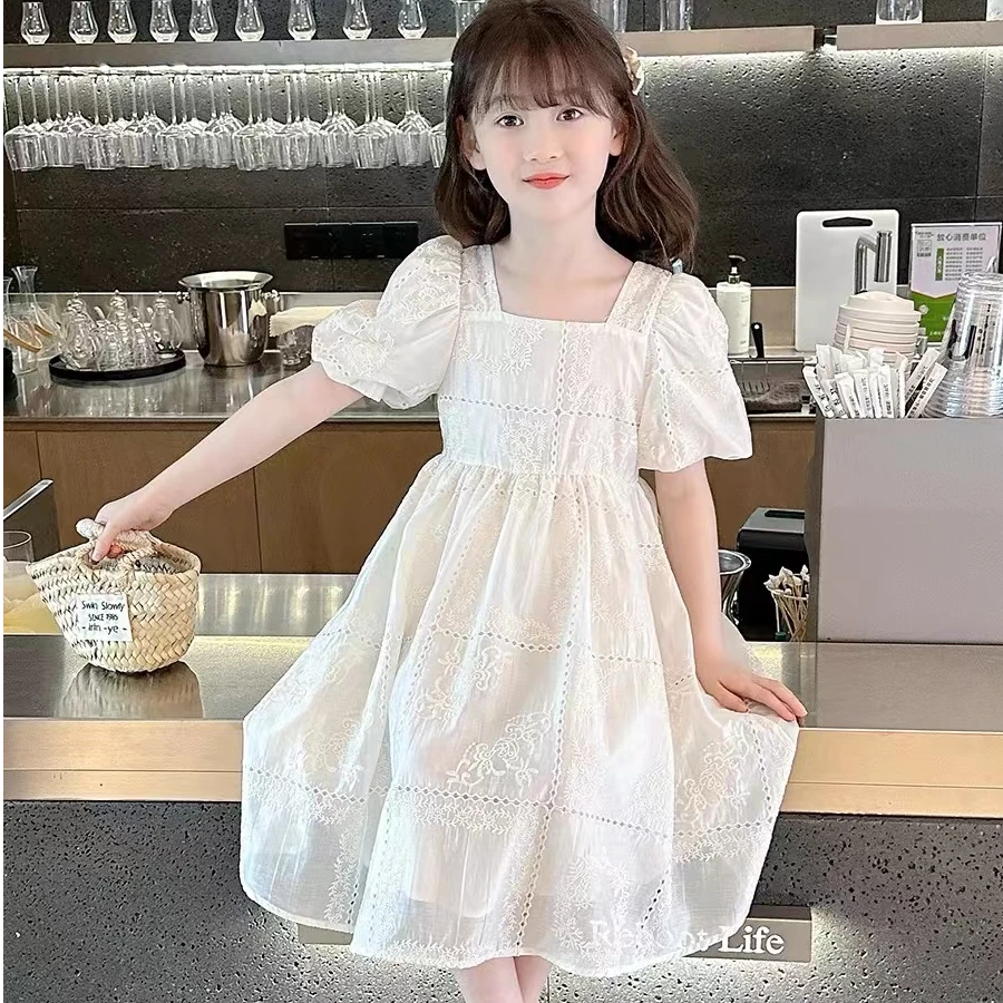 夏季女童连衣裙泡泡袖