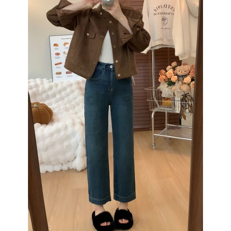 宝藏衣橱上新弹力牛仔裤女高腰九分直筒裤梨形身材宽松显瘦阔腿裤