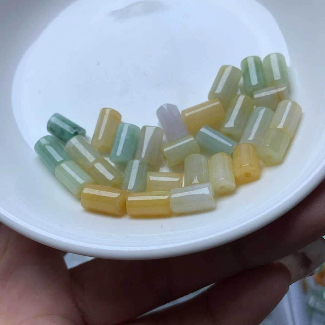 【闪购商品】翡翠手链未镶嵌卡5*9冰黄桶珠27颗（打包价）