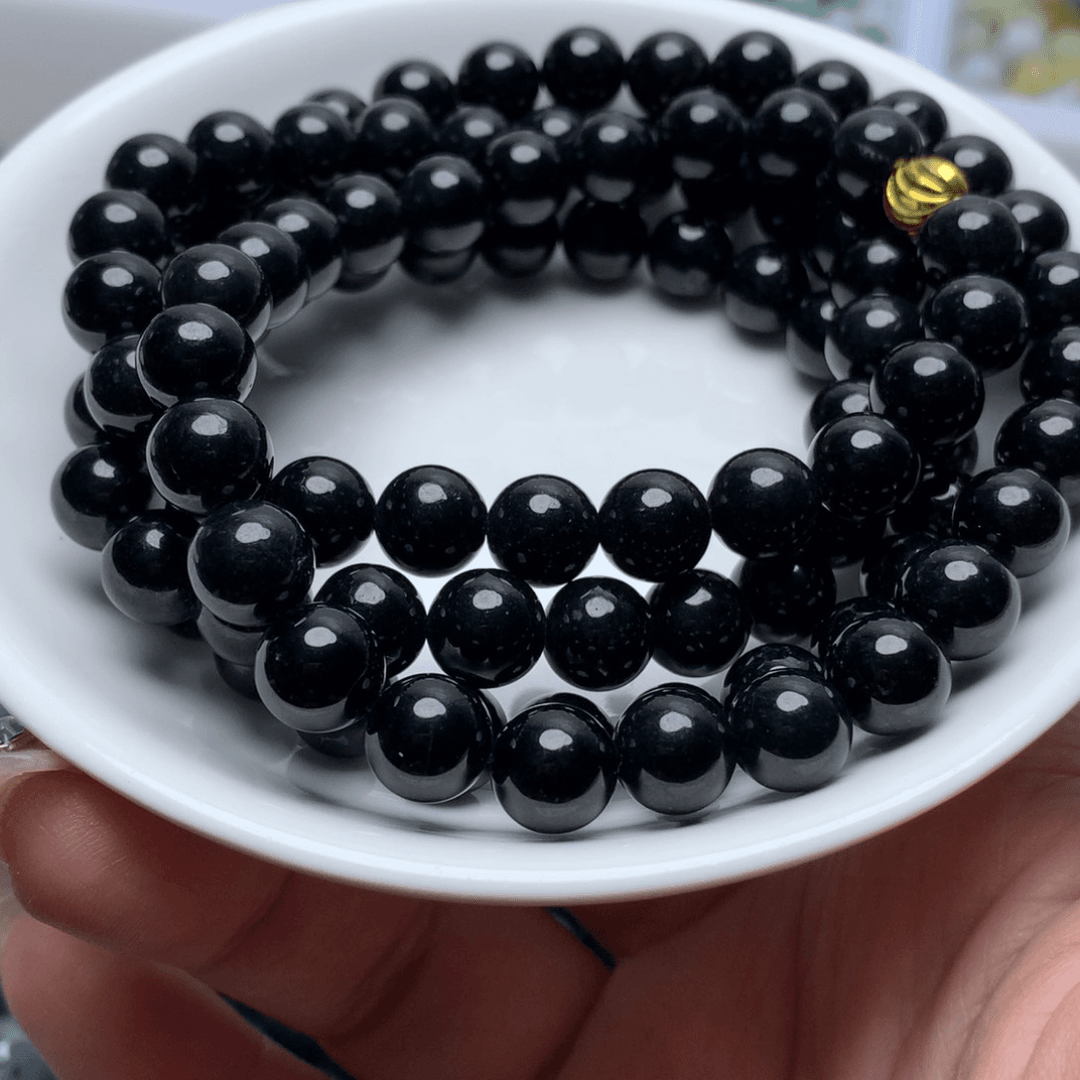 【闪购商品】翡翠手链未镶嵌卡8墨翠