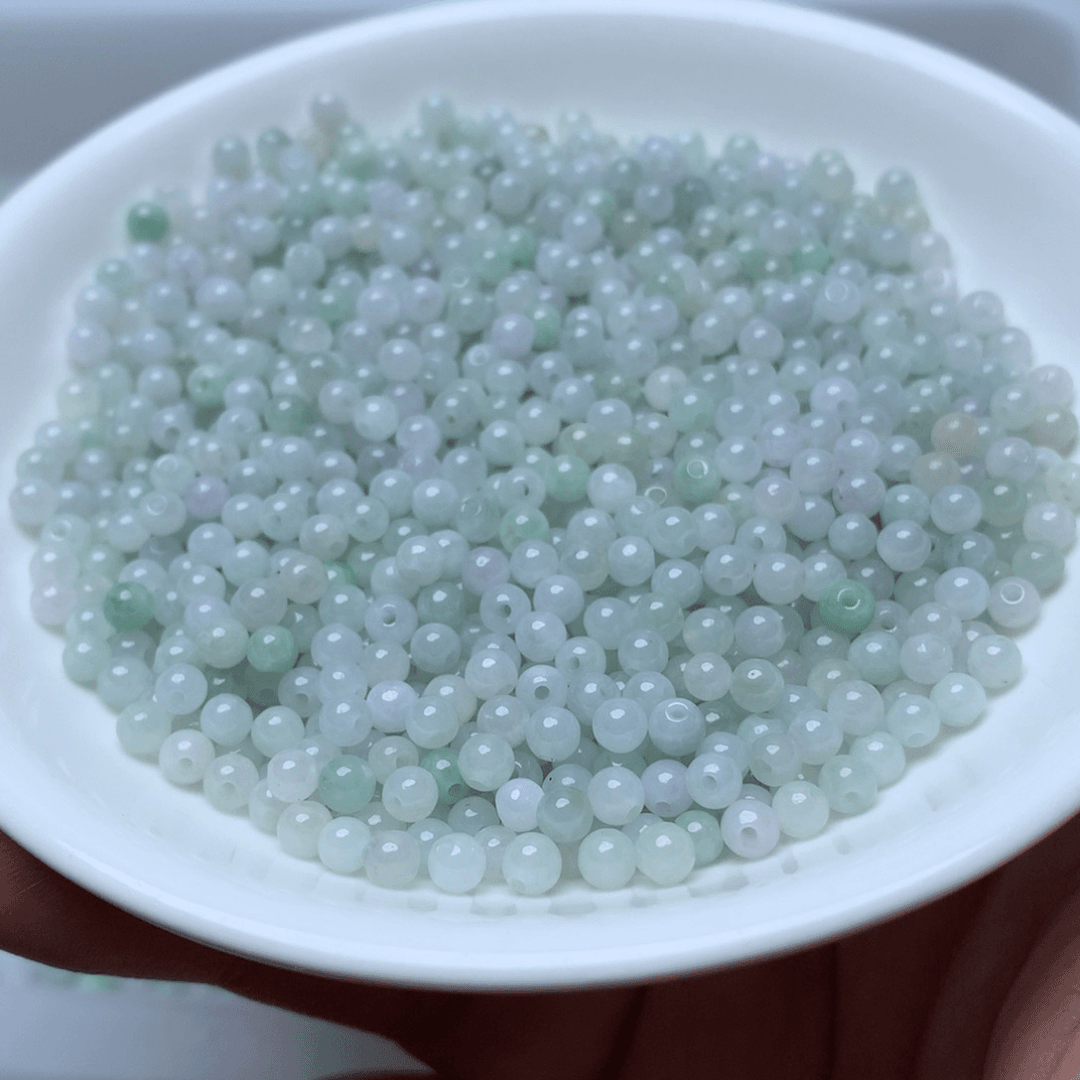 【闪购商品】翡翠手串未镶嵌卡3.5冰绿白100颗